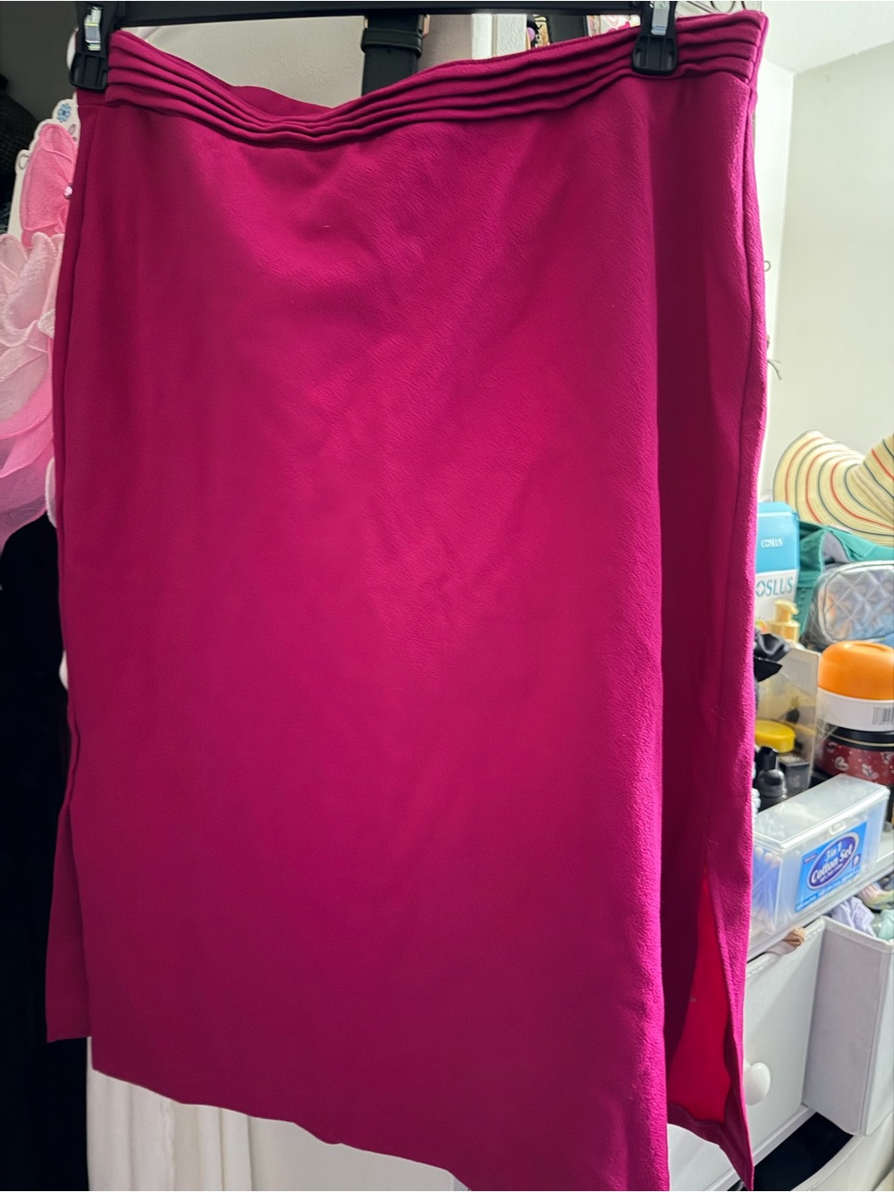 ISSI Magenta Midi Skirt with Pleated Waist